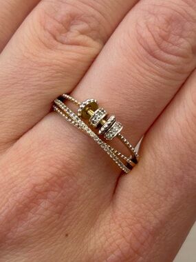 Gold Vermeil White Topaz Spinner Fidget Ring